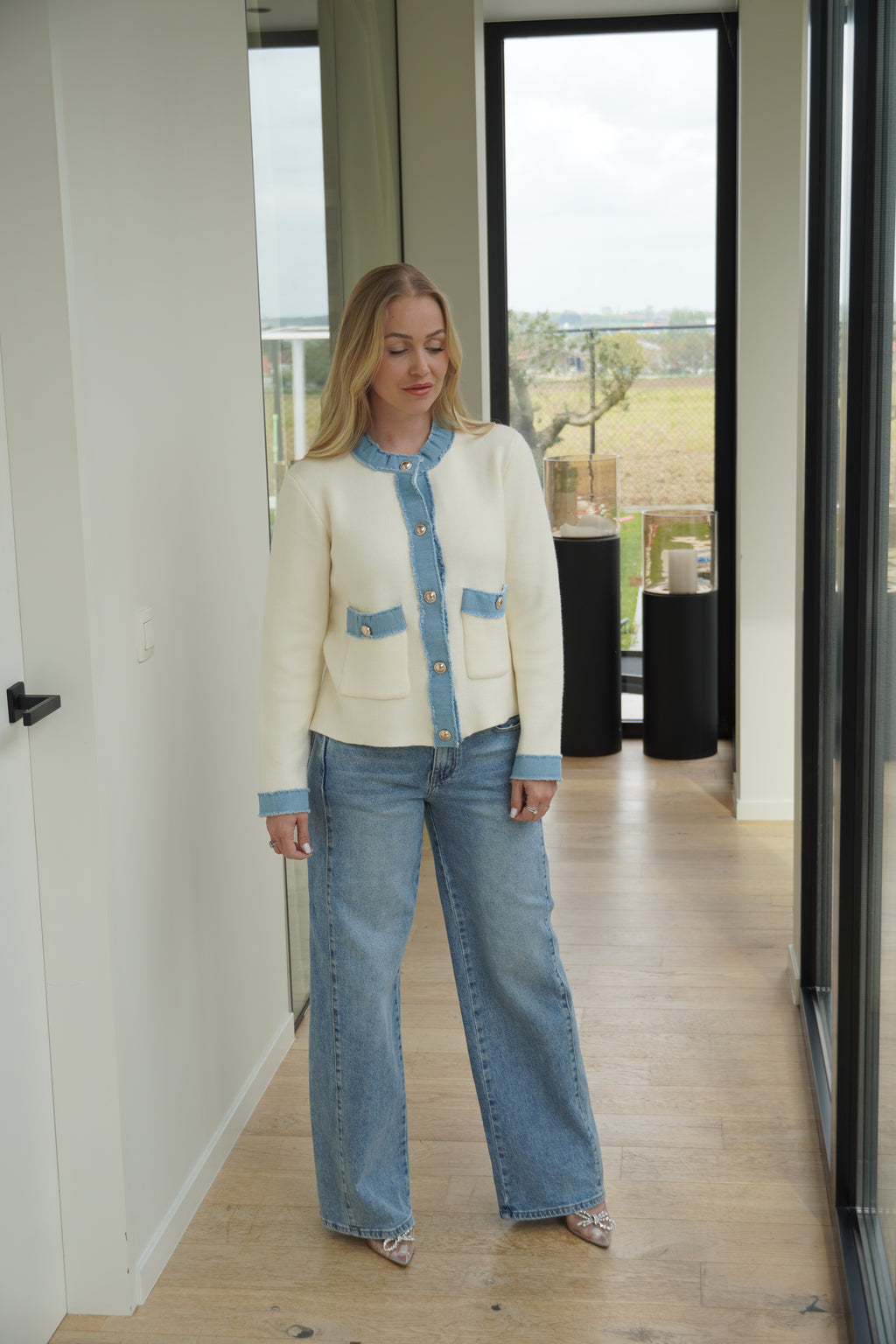 Cardigan écru & jeans  | ref 0004