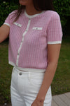Top en tweed rose REF | 0029