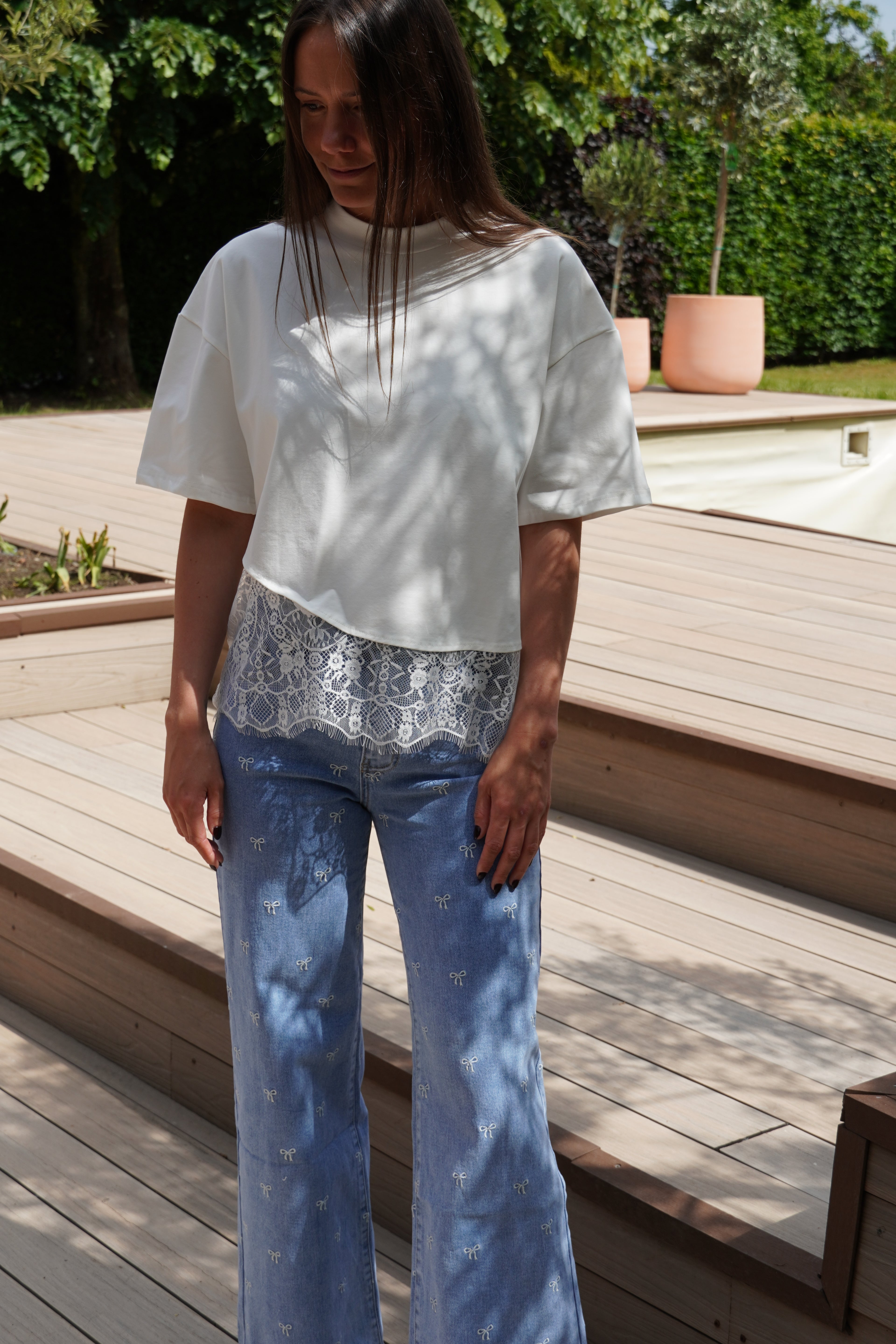 T-SHIRT BLANC DENTELLE REF | 0027