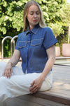 chemise courte en jeans | ref 0038