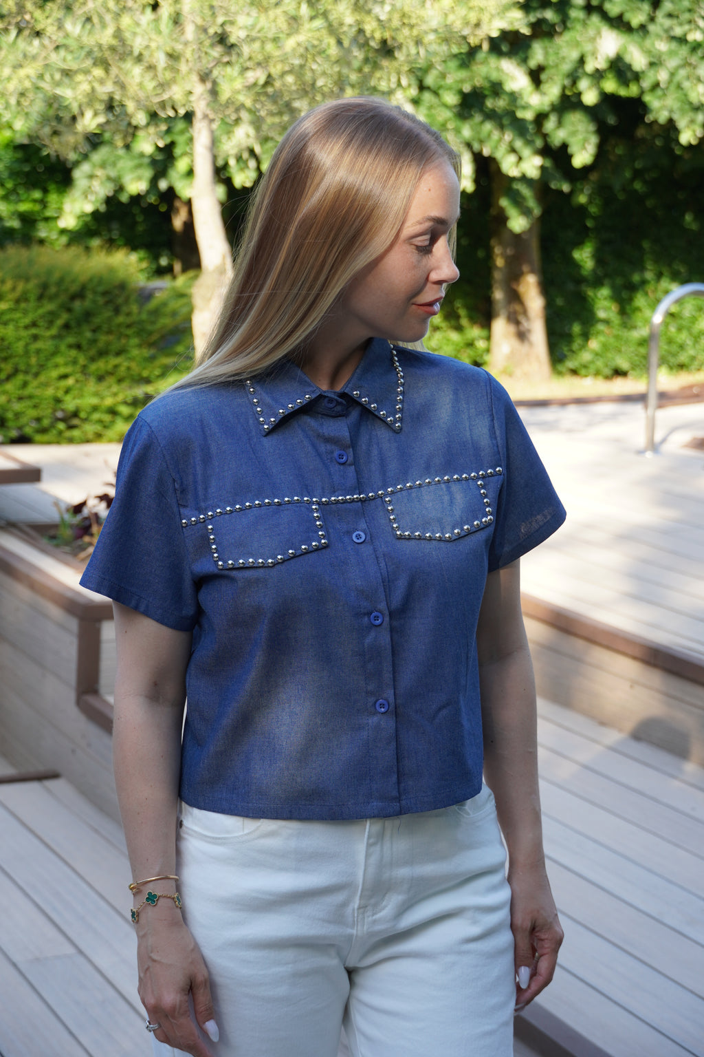 chemise courte en jeans | ref 0038
