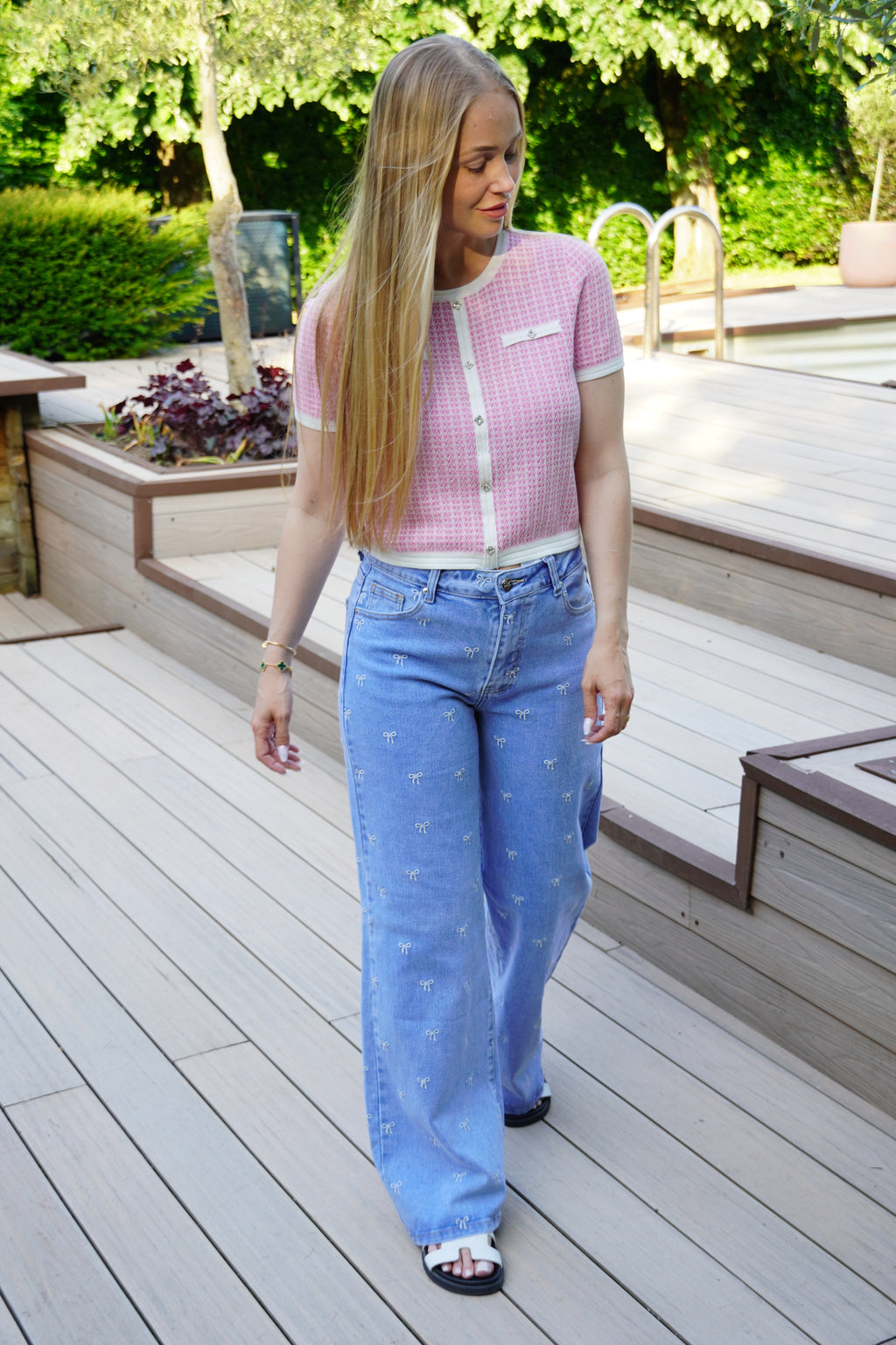 Top en tweed rose REF | 0029
