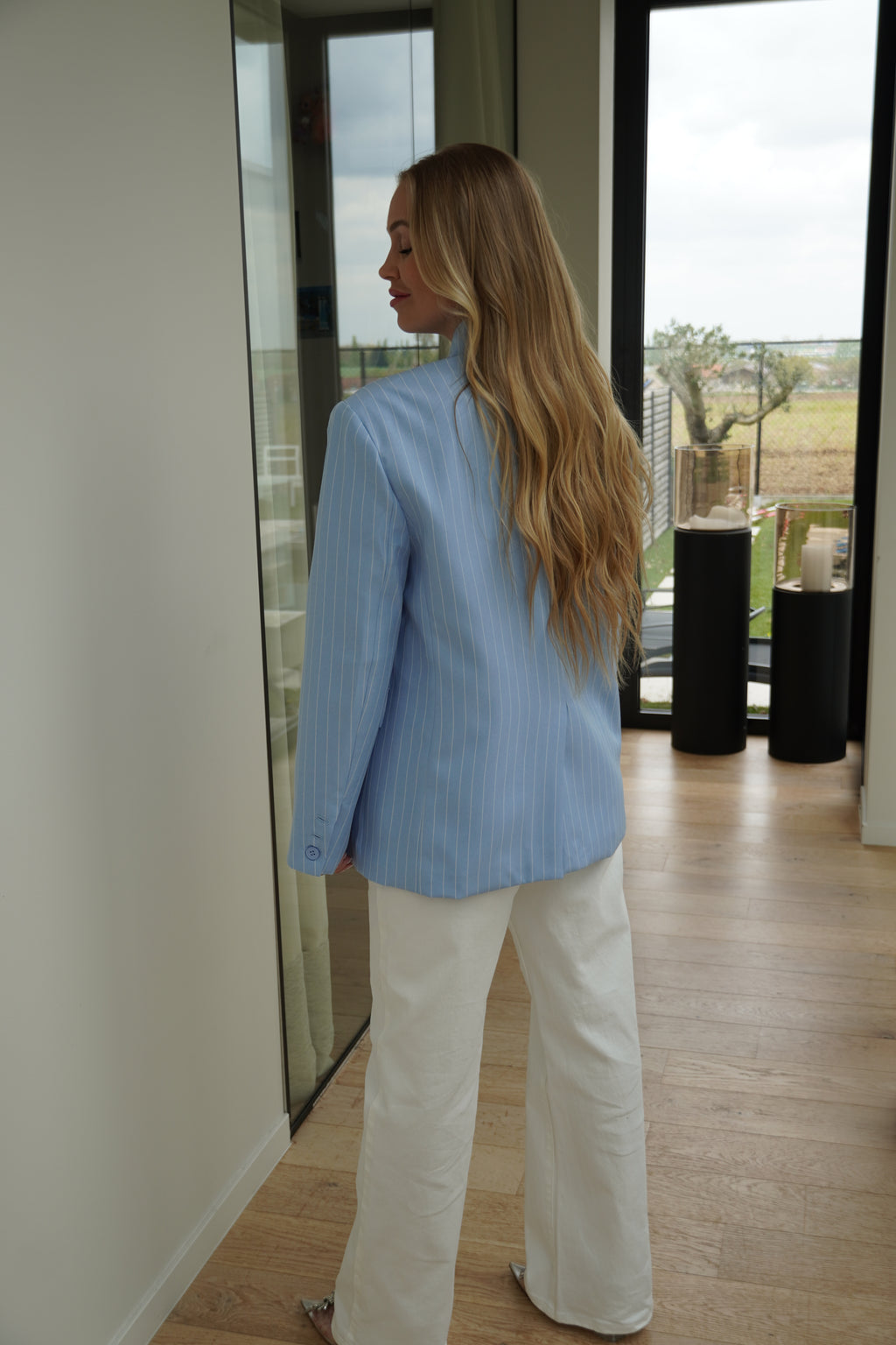 blazer rayé bleu ciel | ref 0006