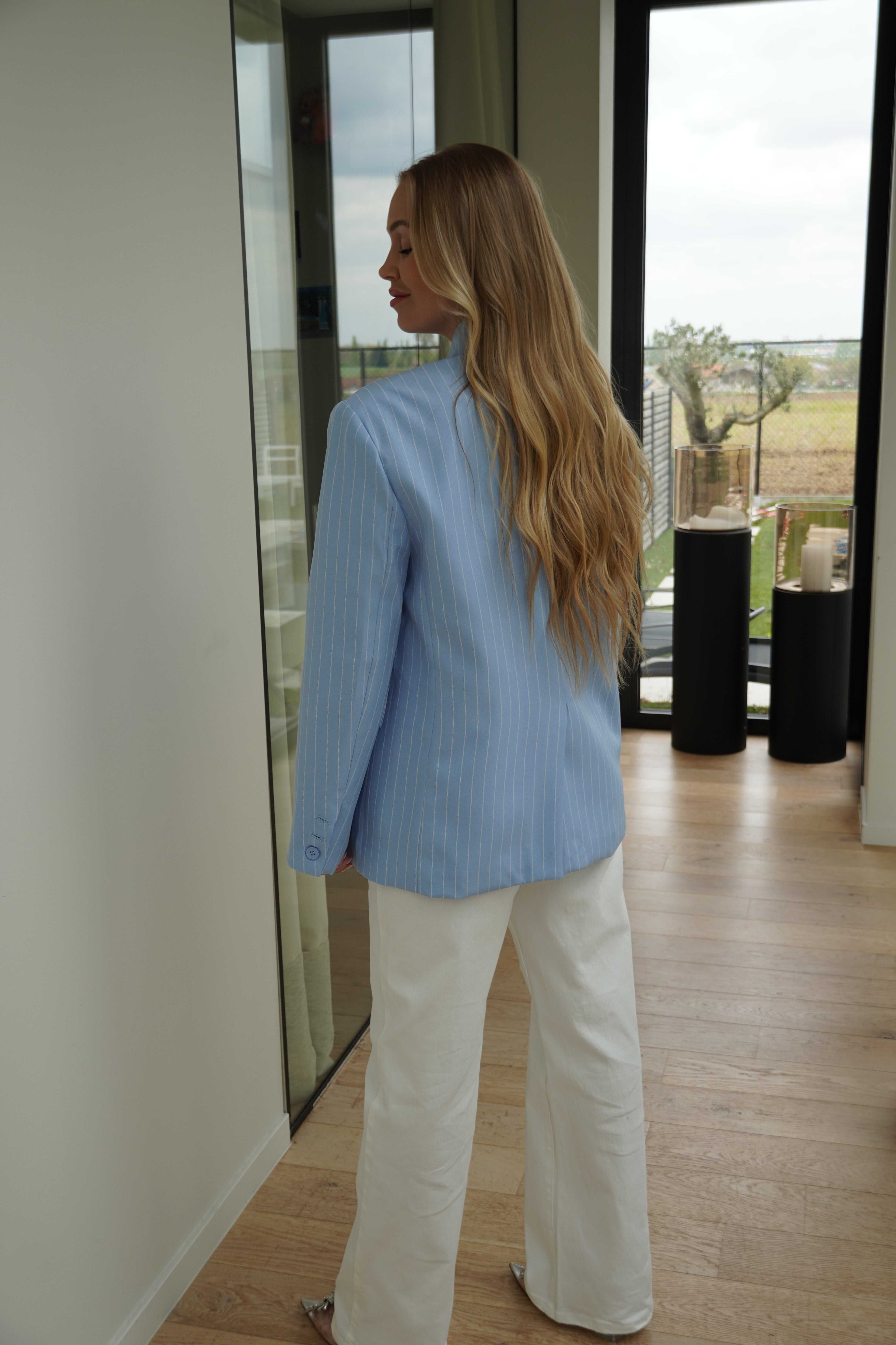 blazer rayé bleu ciel | ref 0006