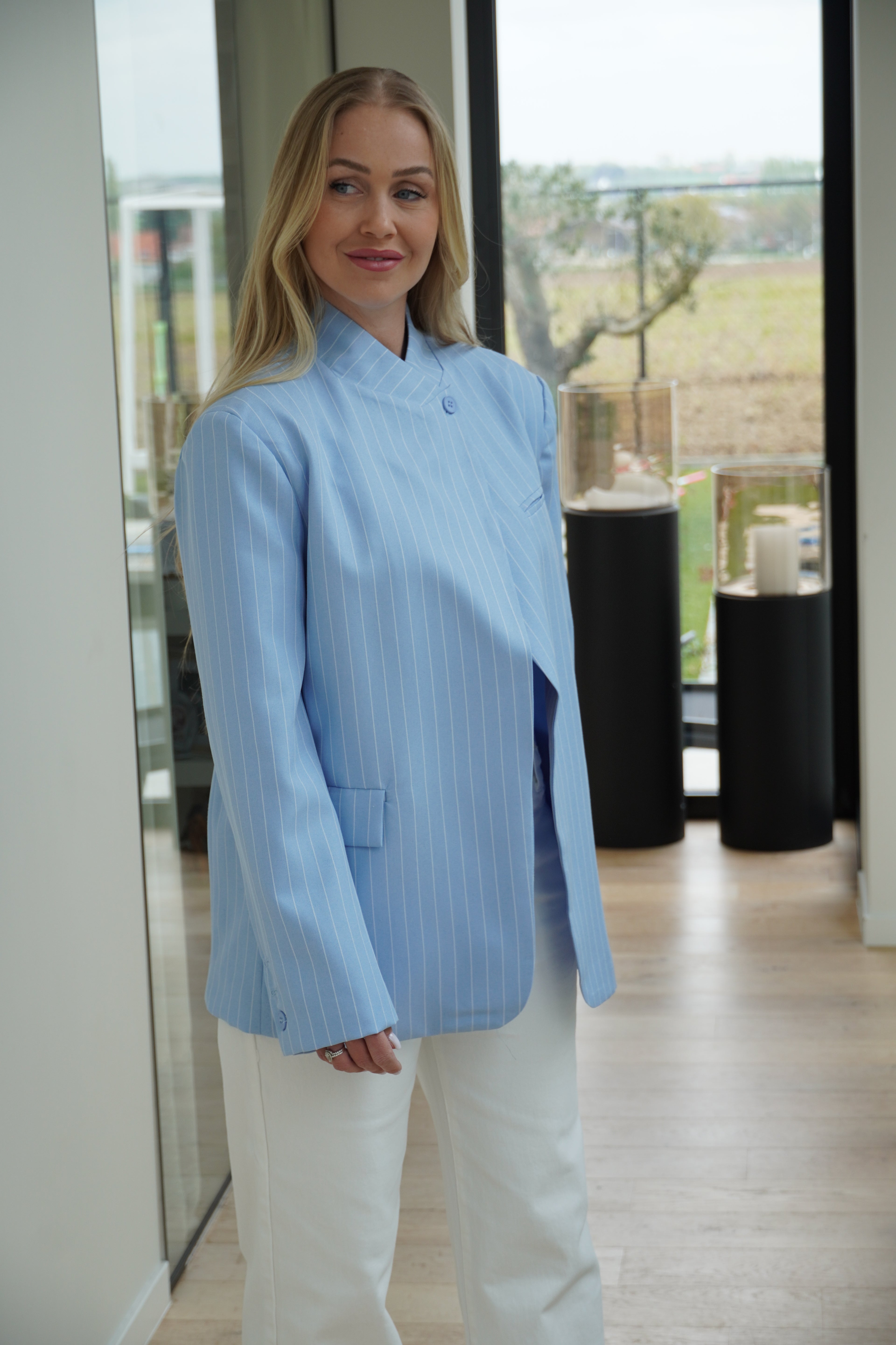 blazer rayé bleu ciel | ref 0006
