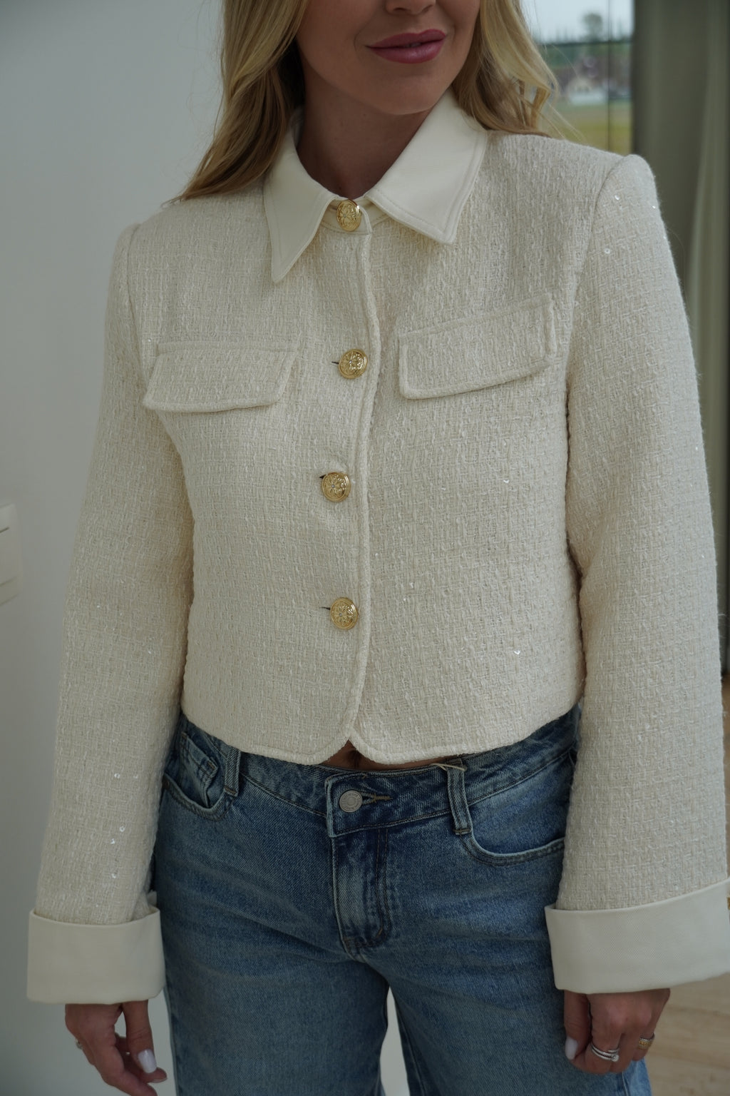 veste en tweed écrue | ref 0007