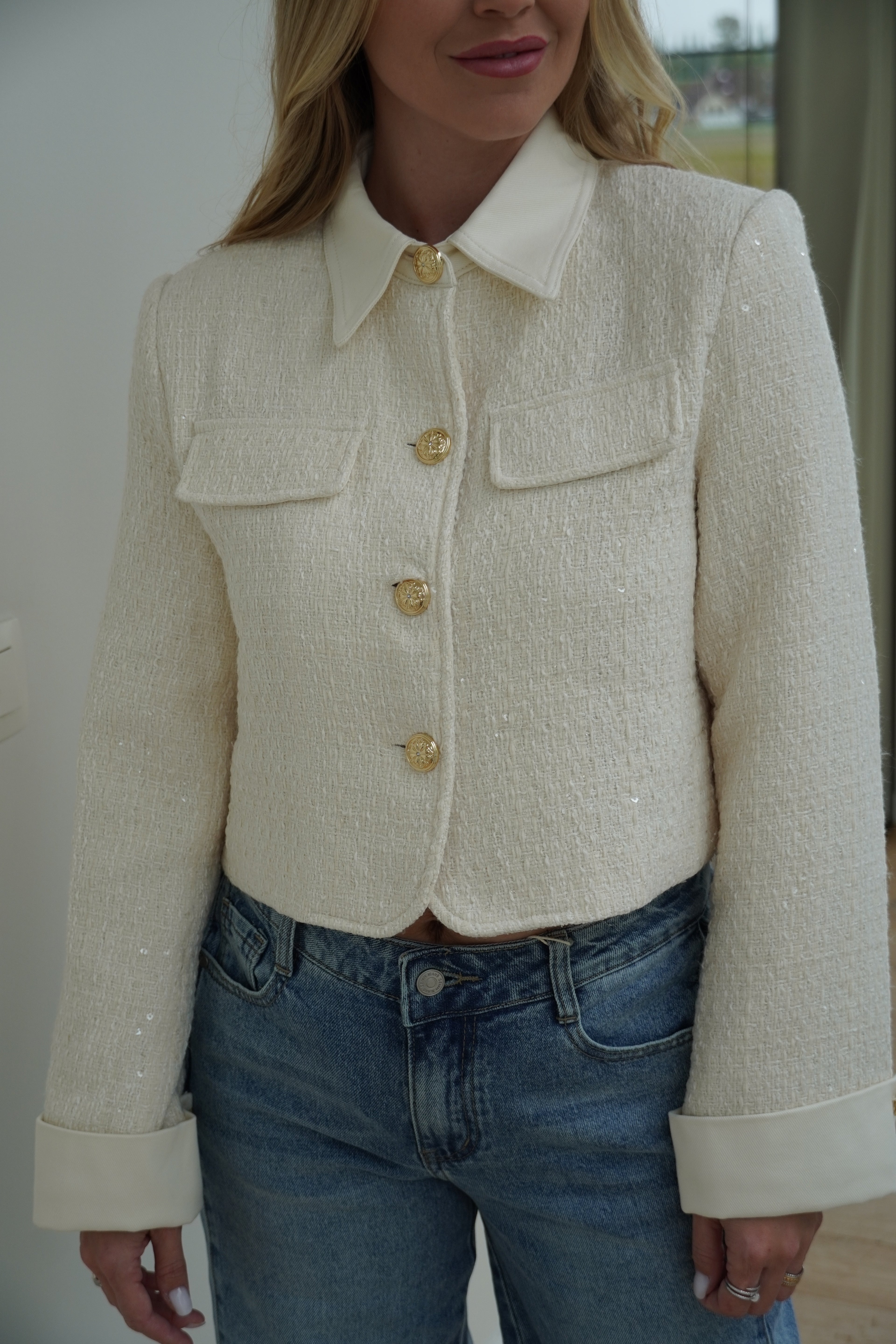 veste en tweed écrue | ref 0007
