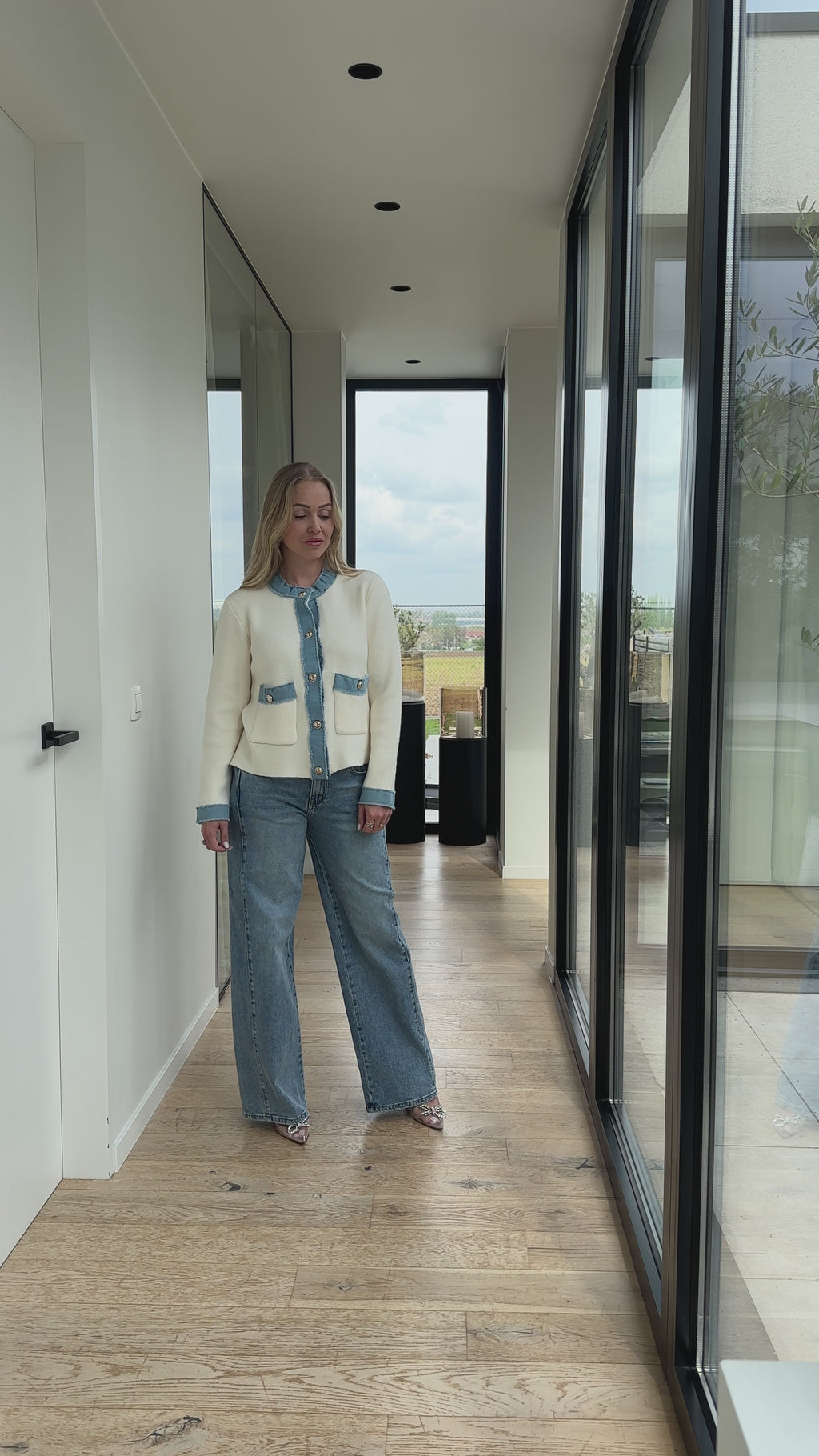 Cardigan écru & jeans  | ref 0004